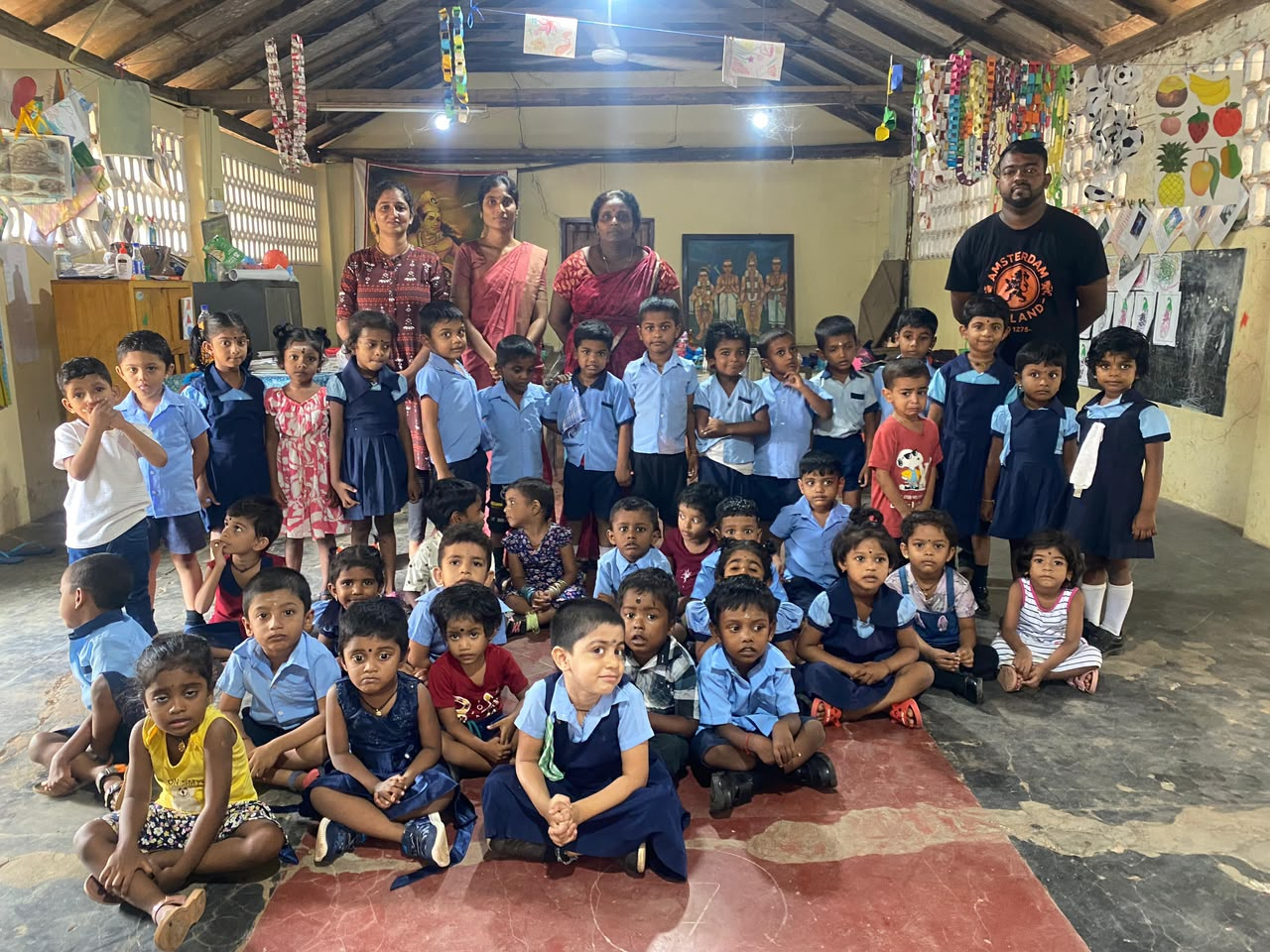 Kindergarten children gathered together for English Through Play